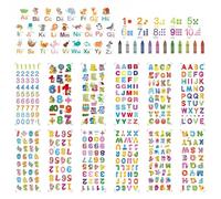 1 Set Di Adesivi Murali Animali Alfanumerici Dei Cartoni Animati Con 12 Adesivi Alfanumerici, Adesivi Murali Per L'Apprendimento Dei Bambini, Adatti Per Decorare Camerette, Aule E Sale Giochi