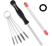1 set di attrezzi per la regolazione del carburatore, con 5 mini spazzola per la pulizia dei tubi in metallo e cacciavite esagonale da 4 mm, per Husqvarna, eco, trimmer, soffiatore per foglie e