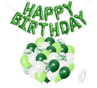 1 Set di Banner di Buon Compleanno, 30 Pezzi di Palloncini Partito Verde, 1 Pezzo di Nastro Palloncino, Adatto per Feste di Gioco E Feste di Compleanno.