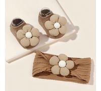 1 set di bende per capelli elastiche in nylon con decorazioni floreali e calzini per neonati Tagli UnicaTessuto