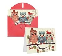 1 set di biglietti di ringraziamento con buste, simpatici gufi natalizi su ramo 10,2 x 15,2 cm, biglietto di auguri per note personalizzate, biglietti formali per tutte le occasioni, adatti per