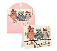 1 set di biglietti di ringraziamento con buste, simpatici gufi natalizi su ramo 10,2 x 15,2 cm, biglietto di auguri per note personalizzate, biglietti formali per tutte le occasioni, adatti per