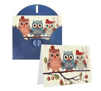 1 set di biglietti di ringraziamento con buste, simpatici gufi natalizi su ramo 10,2 x 15,2 cm, biglietto di auguri per note personalizzate, biglietti formali per tutte le occasioni, adatti per