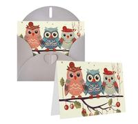 1 set di biglietti di ringraziamento con buste, simpatici gufi natalizi su ramo 10,2 x 15,2 cm, biglietto di auguri per note personalizzate, biglietti formali per tutte le occasioni, adatti per