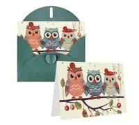 1 set di biglietti di ringraziamento con buste, simpatici gufi natalizi su ramo 10,2 x 15,2 cm, biglietto di auguri per note personalizzate, biglietti formali per tutte le occasioni, adatti per