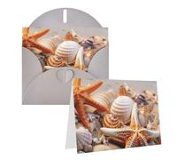 1 set di biglietti di ringraziamento con buste, stelle marine sulla spiaggia, conchiglie, biglietto di auguri per appunti personalizzati, biglietti formali per tutte le occasioni, adatti per piccole