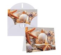 1 set di biglietti di ringraziamento con buste, stelle marine sulla spiaggia, conchiglie, biglietto di auguri per appunti personalizzati, biglietti formali per tutte le occasioni, adatti per piccole