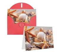 1 set di biglietti di ringraziamento con buste, stelle marine sulla spiaggia, conchiglie, biglietto di auguri per appunti personalizzati, biglietti formali per tutte le occasioni, adatti per piccole