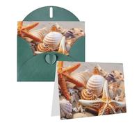 1 set di biglietti di ringraziamento con buste, stelle marine sulla spiaggia, conchiglie, biglietto di auguri per appunti personalizzati, biglietti formali per tutte le occasioni, adatti per piccole
