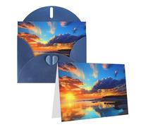 1 set di biglietti di ringraziamento con buste, tramonto cielo blu, biglietti di auguri 10,2 x 15,2 cm, elegante biglietto vuoto per note personalizzate, biglietto formale per tutte le occasioni