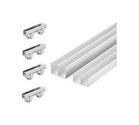 1 set di binari for porte scorrevoli in metallo for pannelli spessi 6 mm - lunghezza 80 cm, installazione semplice e senza soluzione di continuità(100cm)