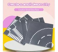 1 Set di Blocchi di Costruzione in Plastica di Dimensioni Mini, Creativi, per Scena di Architettura Cittadina, Intersezione Stradale a T, Base Multicolore, Giocattolo da Costruzione, Regalo per Adulti