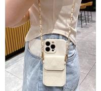 1 set di borsa a tracolla in pelle di colore beige alla moda, con porta carte in texture di pelle e custodia per telefono beige con bordi dritti e antiurto compatibile con iPhone 17/17 Pro/17 Pro Max/