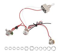 1 set di cablaggio per chitarra Yootones precablato, 500 K, interruttore a levetta a 3 vie, kit di cablaggio con uscita 6,35 per chitarra elettrica (cappello bianco)