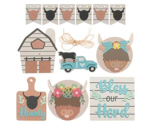 1 set di cagnia decorazioni a più tiete decorazioni in legno Ornamenti per il