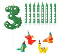 1 Set di Candele di Dinosauro, Simpatici Animali da Cartone Animato, Numero 3, Plugin per Torta Divertente, Decorazione per Feste di 3 ° Compleanno per Bambini.