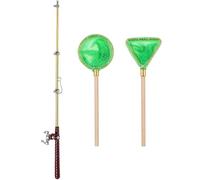 1 set di canne da pesca in miniatura e rete da pesca Set per casa delle | Mini accessori per mobili da giardino fatato, micro paesaggio, decorazione per casa da spiaggia e laghetto