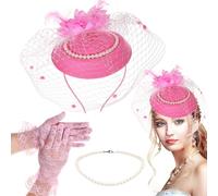 1 set di cappellini affascinanti cappello set da tea party e guanti set per il