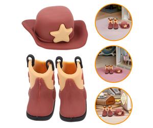 1 set di cappello da cowboy in miniatura e stivali per la decorazione della