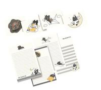 1 set di carta da lettere con piccoli gatti neri con buste, carte da lettere e buste per biglietti d'invito