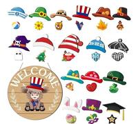 1 set di cartelli intercambiabili con bestiame delle Highlands, cartello magnetico di benvenuto per porta d'ingresso, con pezzi magnetici e cappelli staccabili, per decorazione da parete per porta