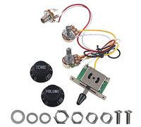 1 set di cavi per chitarra Yootones, set di cavi precablati da 500 K, con interruttore a 3 vie, con 6,35 uscita/manopole nere compatibili con chitarra elettrica