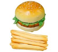 1 set di cibo da gioco realistico, cibo in plastica artificiale include hamburger, 10 pezzi di patatine fritte per decorazioni Display oggetti di scena Gioco realistico