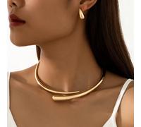 1 set di Collana a collo di bottone e orecchini a goccia d'acqua semplici e eleganti in lega, adatto all'uso quotidiano delle donne come regalo per l'estate al mare Tagli UnicaLega di zinco