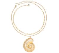 1 set di collana dorata con conchiglie creative, accessorio da spiaggia, per vacanze e feste, gioielli eleganti per donna unici