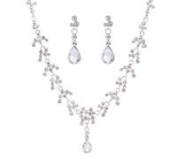 1 set di collana e orecchini con ciondolo a forma di goccia d'acqua, set di gioielli per regalo di nozze, lavorazione creativa e squisita durevolezza