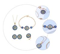 1 set di collana, orecchini, bracciale, kit rotondo, set di occhi turchi