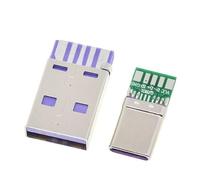 1 set di connettori USB tipo C a ricarica rapida 65 W 5 A maschio per saldatura con PCB a 5 pin + tipo A maschio a 6 pin USB fai da te OTG per ricarica dati kit fai da te