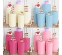 1 Set di Coperture cilindriche semplici, Maniche Elastiche in Spandex per Pilastri per Matrimoni, Feste, Tavoli Dolci, Si Adatta a Tavoli Cilindrici, Adatto per Decorazioni Nuziali, Tavoli Dolci, Fest