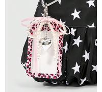 1 Set di Coperture per Carte con Stampa Leopardata Rosa alla Moda più Fiocco d'Amore, Dolce e Cool Spice Girl Y2K Adatto per Ciondoli da Borsa, Permessi di Lavoro, Accessori Sstampa dappertuttoLega di