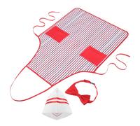 1 set di costume da cuoco cosplay: grembiule da cuoco a righe bianche e rosse,