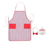 1 set di costume da cuoco finto: grembiule a righe bianche e rosse da cuoco di
