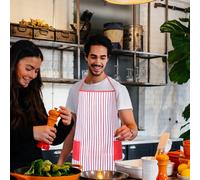 1 set di costume da cuoco finto: grembiule a righe bianche e rosse da cuoco di