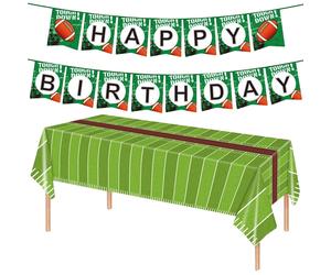 1 set di decorazioni per feste a tema football americano, tovaglie appese,