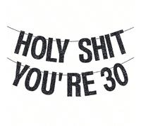 1 set di decorazioni per il 30°, 40°, 50°, 60°, 70° compleanno per donne e uomini, decorazioni per feste di compleanno con coriandoli e scritta d'oro "Holy You're 30", striscioni divertenti, forniture