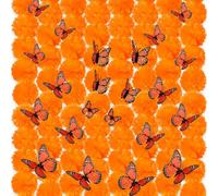 1 set di decorazioni per il giorno dei morti include 50 teste di fiori di calendula e 24 farfalle monarca per la casa indiana Diwali, ghirlanda di ghirlande fai da te, artigianato di Halloween, ghirl