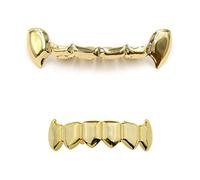 1 set di denti dorati per stile hip hop, comodi tappi per denti per concerti feste eleganti gioielli fai da te zanne per uomini donne griglie per giovani moda, one size, Ottone, Nessuna pietra