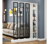 1 set di elegante divisorio in legno for ambienti - for ufficio e soggiorno - divisorio for la privacy con ripiani portaoggetti(White+black,39.3x9.4x78.7in)