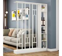 1 set di elegante divisorio in legno for ambienti - for ufficio e soggiorno - divisorio for la privacy con ripiani portaoggetti(White+white,39.3x9.4x78.7in)