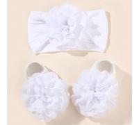 1 set di fasce elastiche per neonati in nylon + calzini decorati con fiori in chiffon Tagli UnicaPoliestere