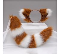 1 set di fasce per capelli con volpe e coda di volpe, copricapo per cosplay, costume da festa, costume di carnevale, coda di corda, cammello bianco C