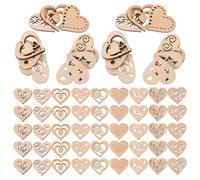 1 set di fette di arte del legno rustica in legno con cuori d'amore,