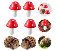 1 set di figurine da giardino fatato, statua di riccio, decorazione di funghi,