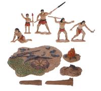 1 set di figurine di piccoli uomini primitivi micro-paesaggio statua di uomini