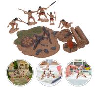 1 set di figurine di piccoli uomini primitivi micro-paesaggio statua di uomini