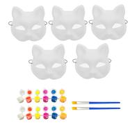 1 set di gatti maschera e bagliore nella vernice scura, include 5 gatti maschera con maglia per gli occhi e 2 strisce di vernice al neon 2 pennelli, kit fai -da -te di Halloween per cosplay in masc